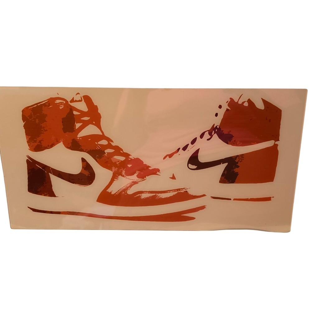 Nike Air Jordan 1 Sneaker Wall Art Graphic Print Framed Decor Orange Red 14x7‎